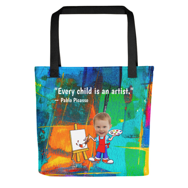 Tote Bag: Artist Quote Blue Design