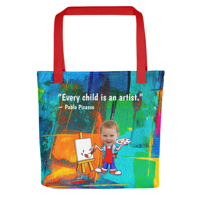 Tote Bag: Artist Quote Blue Design