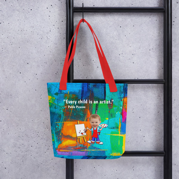 Tote Bag: Artist Quote Blue Design