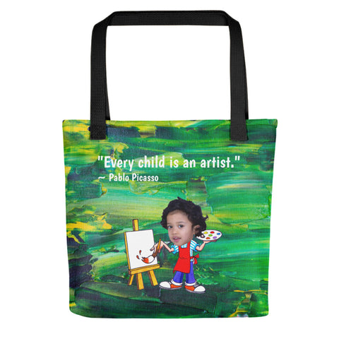 Tote Bag: Artist Quote Green Design