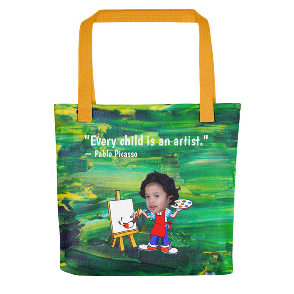 Tote Bag: Artist Quote Green Design